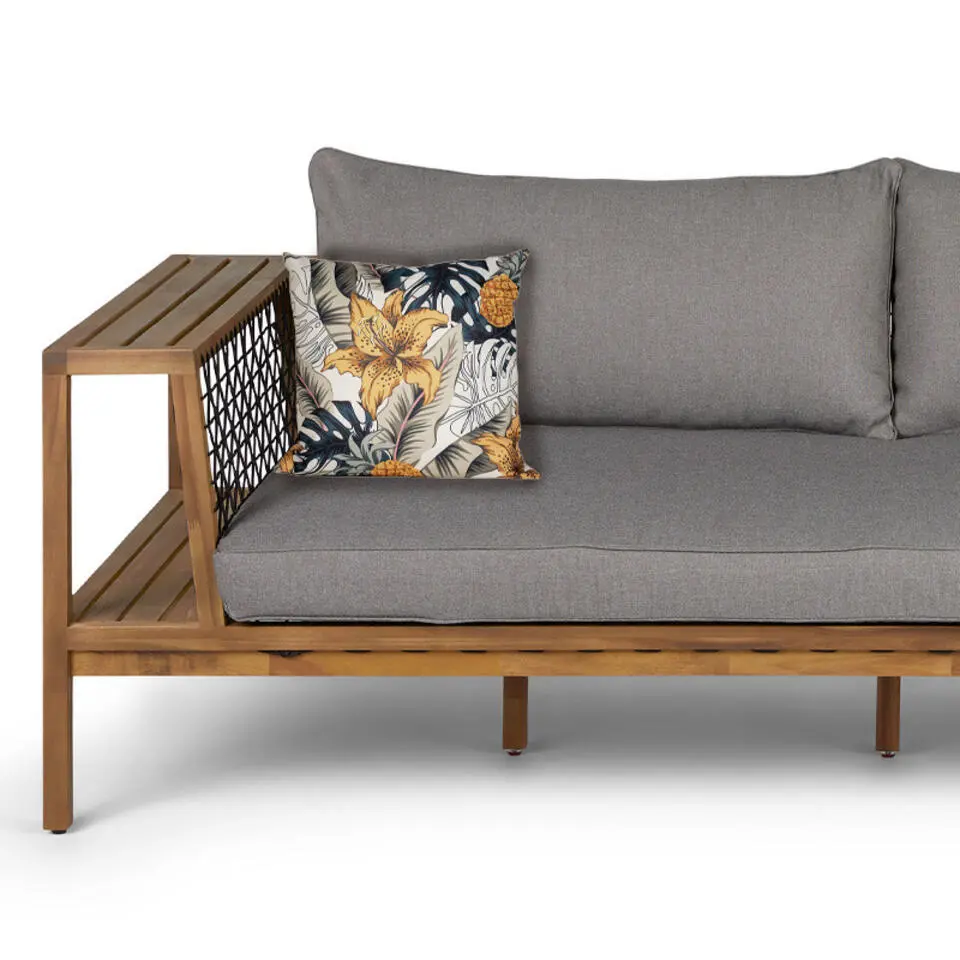 Anna's collection buitenkussen bloem - blauw/geel - 45 x 45 cm