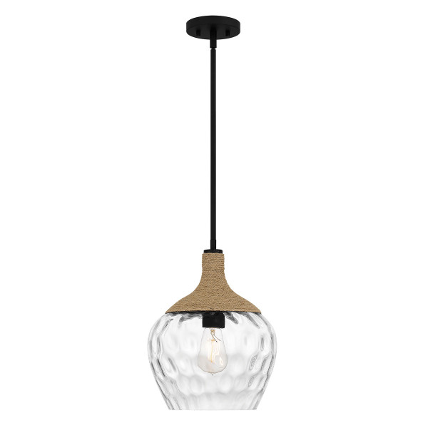 Lampa wisząca matowy czarno-przezroczysty-beżowa ROYER 1xE27x60W Quoizel