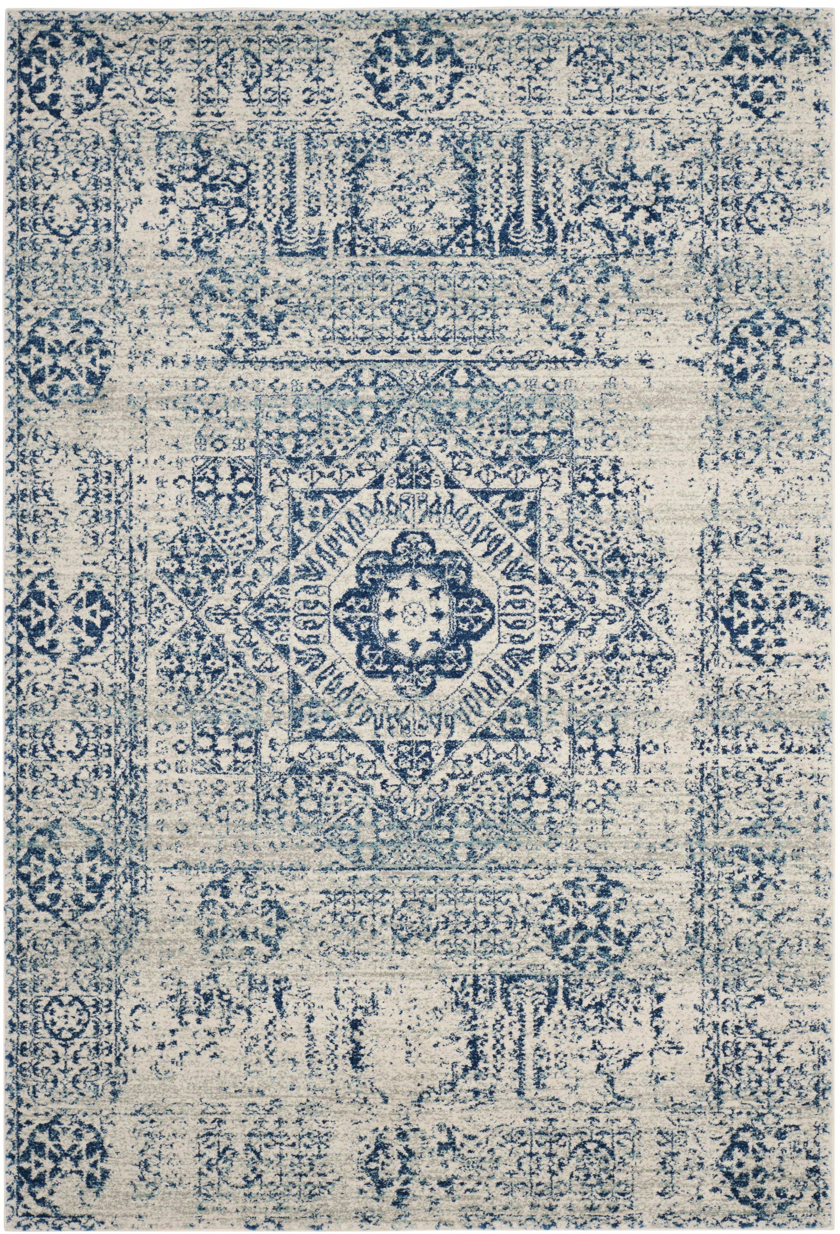 EVOKE - Tapis de salon interieur en  ivoire & bleu, 155 x 229 cm