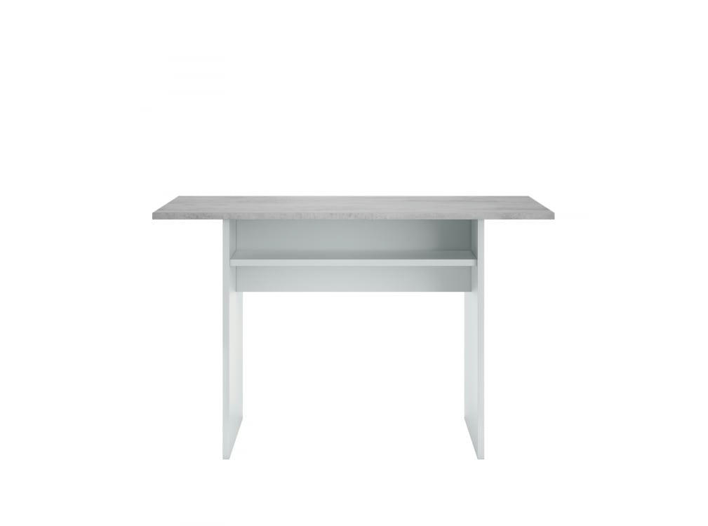 AARON - Table auxiliaire blanche/béton extensible L120 x P35/70cm
