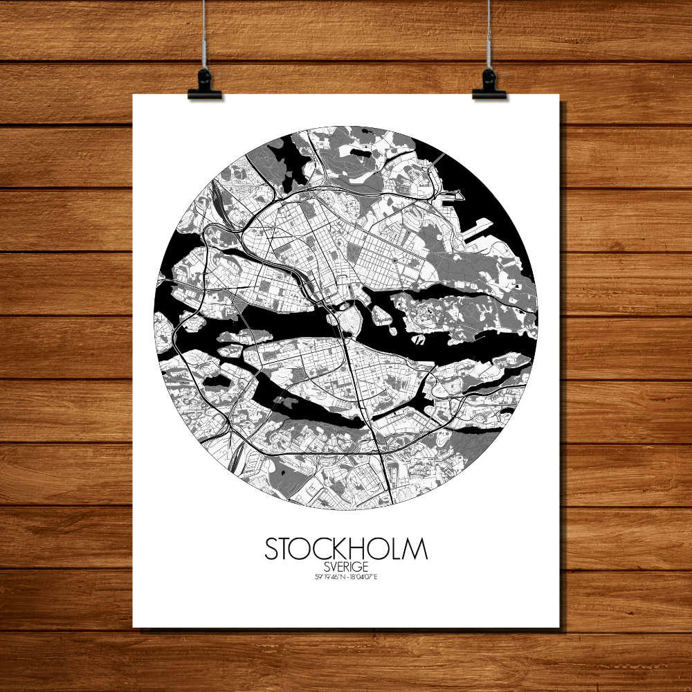- Affiche Stockholm Carte ronde 40x50