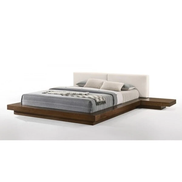 Modrest Tokyo Contemporary Walnut and White Platform Bed