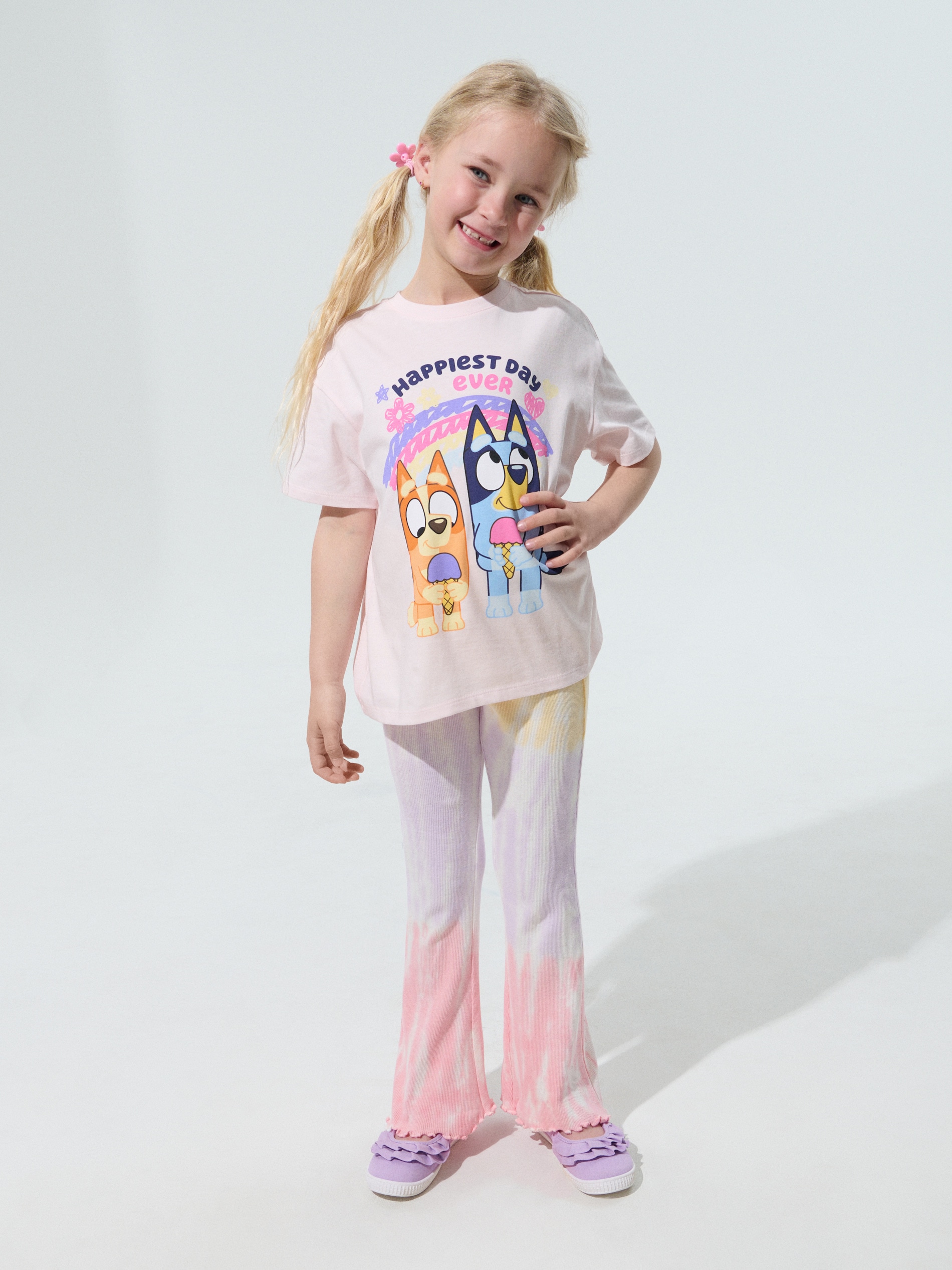 Bawełniane legginsy flare ze wzorem tie dye