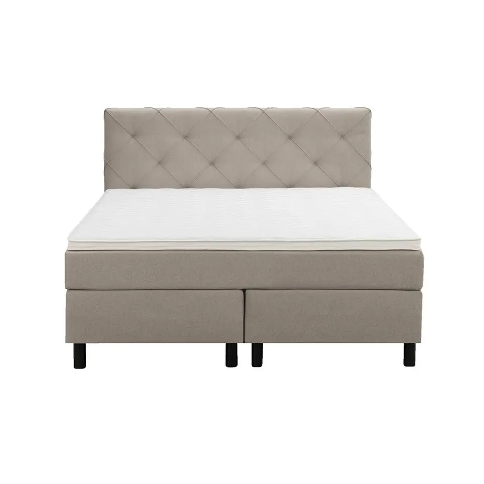 Boxspring Liv geruit - beige - 140x200 cm - ronde poot