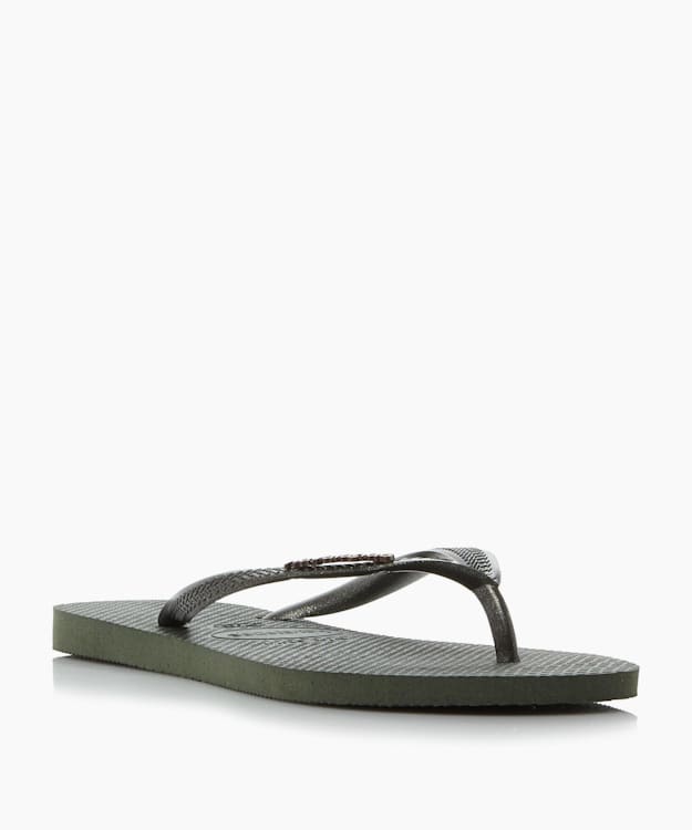 Logo Flip Flops Khaki - Havaianas Slim Metallic Logo Flip Flops