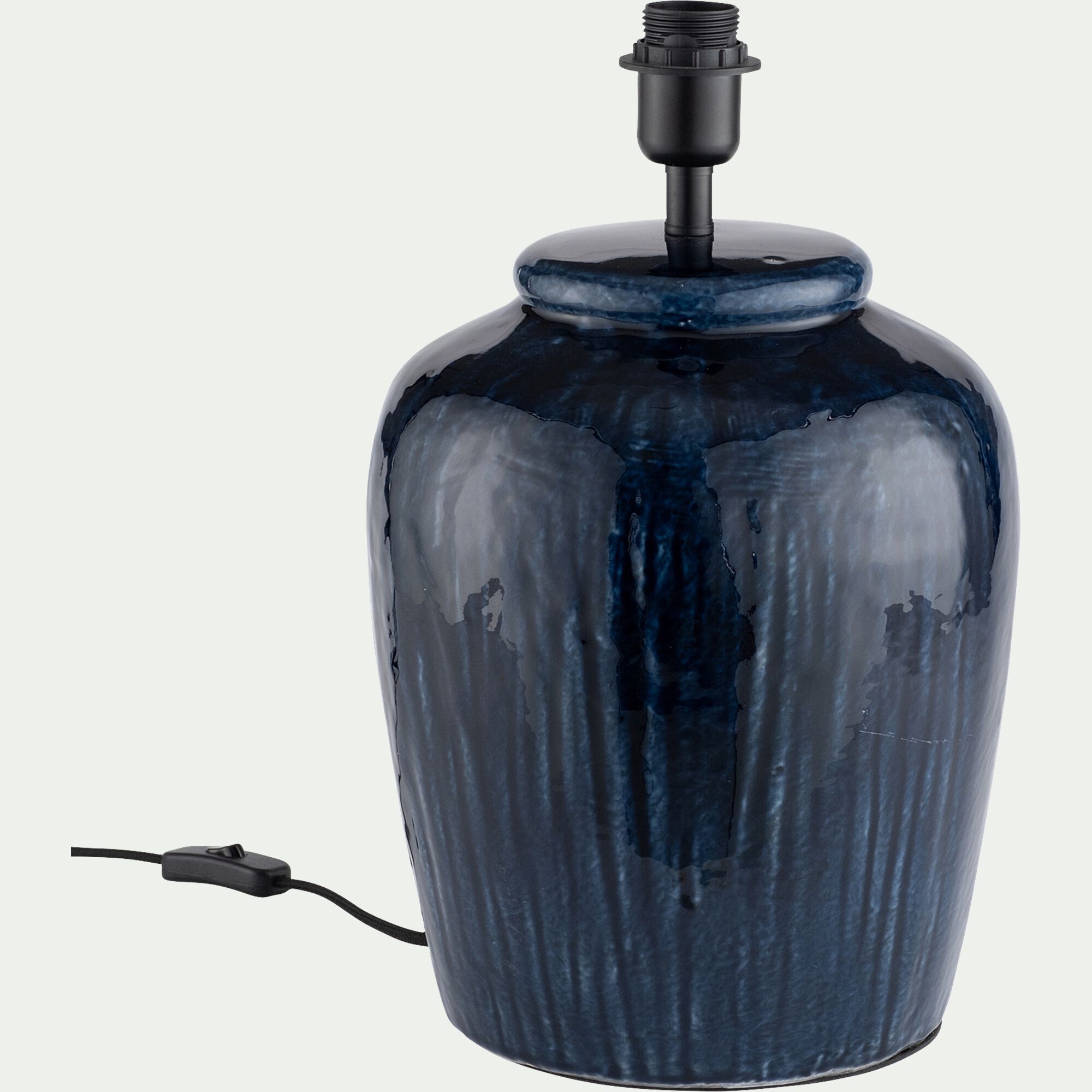 CATALINA - Pied de lampe électrifié en grès D27cm - bleu