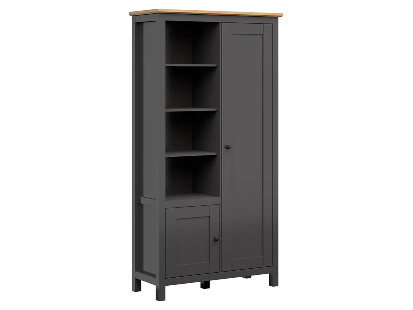 Regał Hesen 106 cm z 2 drzwiami i 4 półkami grafitowy