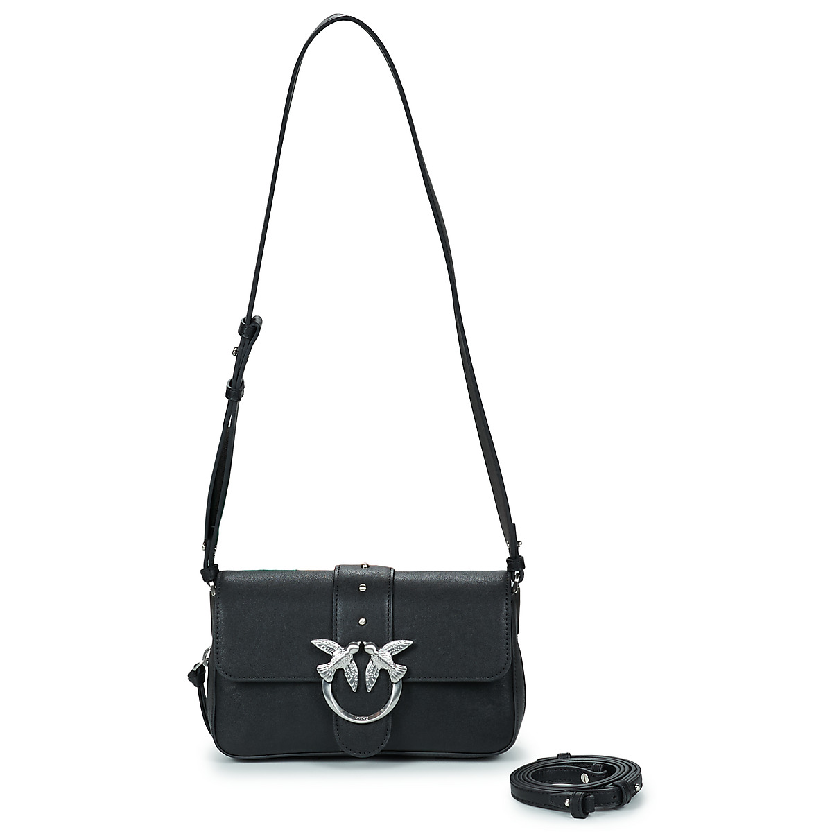 Pinko - LOVE ONE SLOUCHY ZIP MINI VITELLO BIKER - Black / Silver
