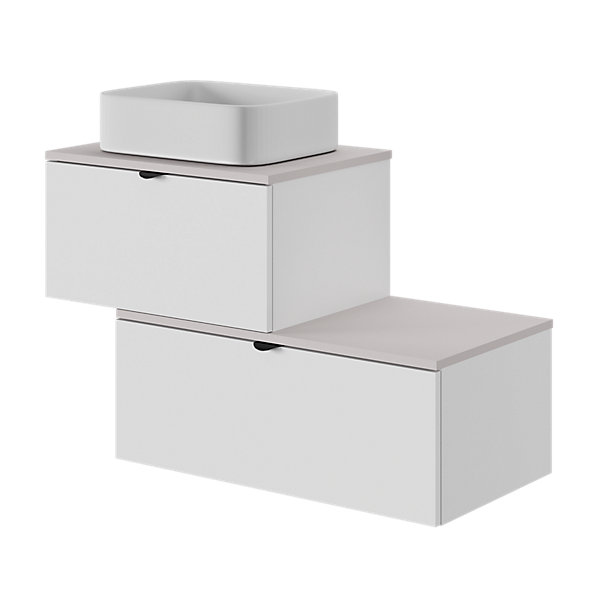 Ensemble meubles de salle de bains Kentia blanc mat et beige cachemire