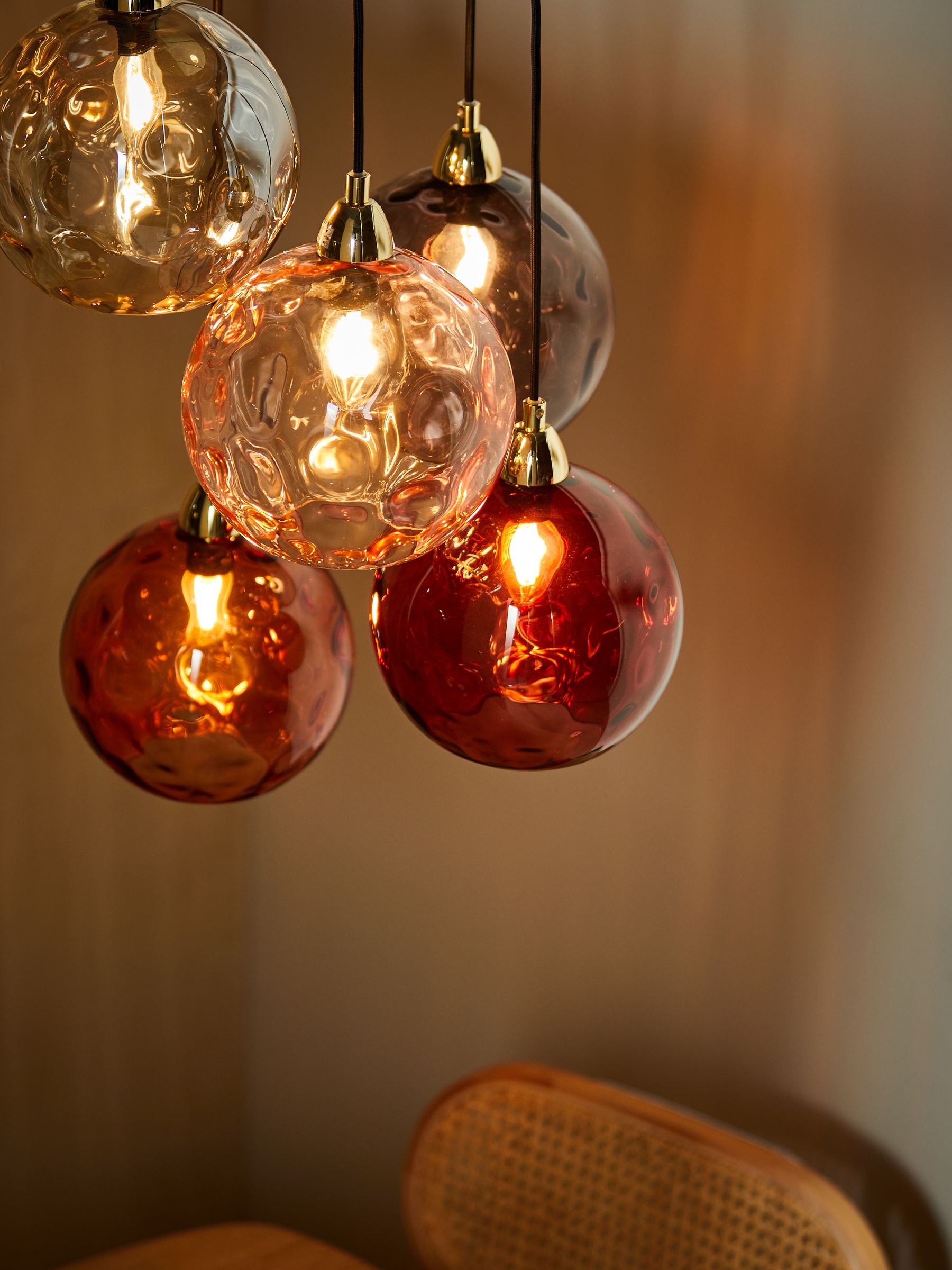 Ilaria 5 Light Cluster Pendant Ceiling Light in Pink Multi