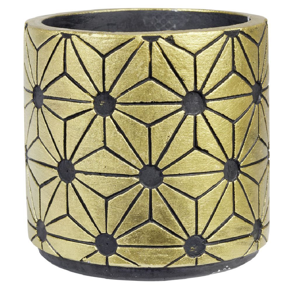 Cache pot ciment noir et doré 10,7xH10,7cm