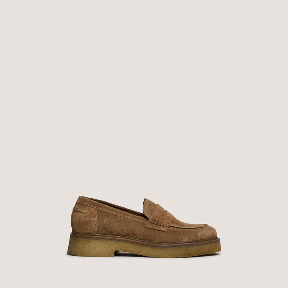 Mocassins à bouts rondsen croute beige | MARION