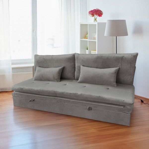 Sofa wypoczynkowa kanapa rozkładana leżanka spania S109 Aster sztruks szary