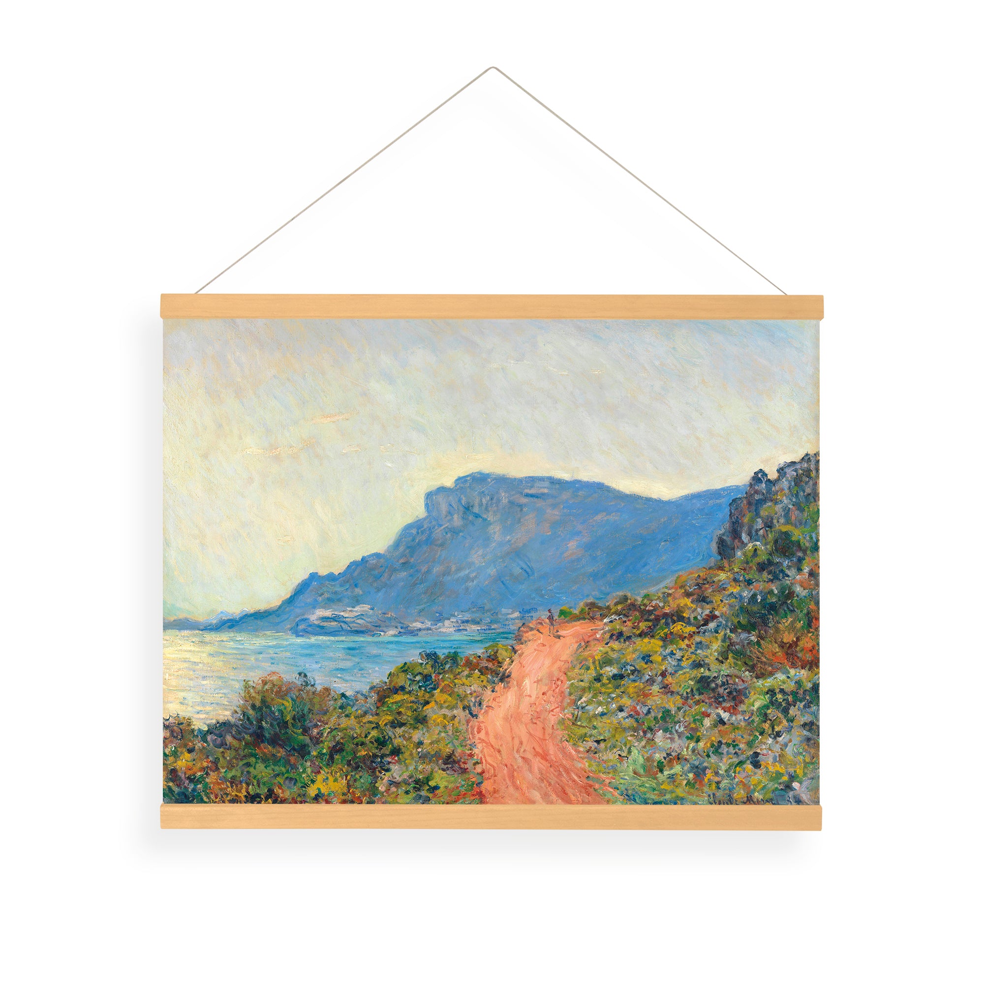Art for the Home Hangende Poster Linnen - Zuidelijk Landschap Monet The Red Road - 60x80cm