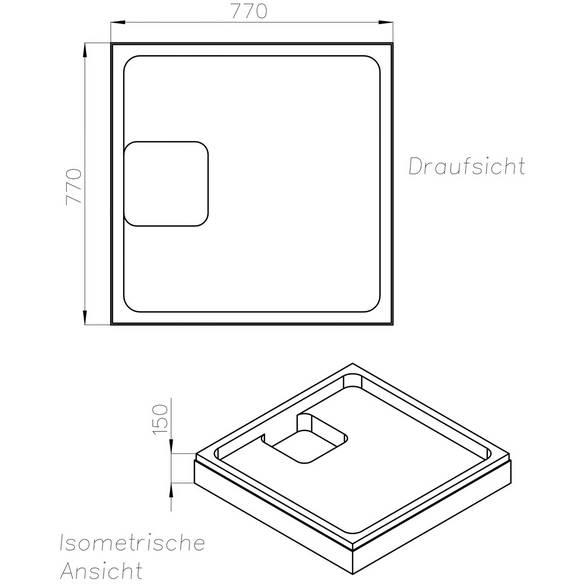Wannenträger »Plateau«, BxHxL: 77 x 15 x 77 cm, weiß