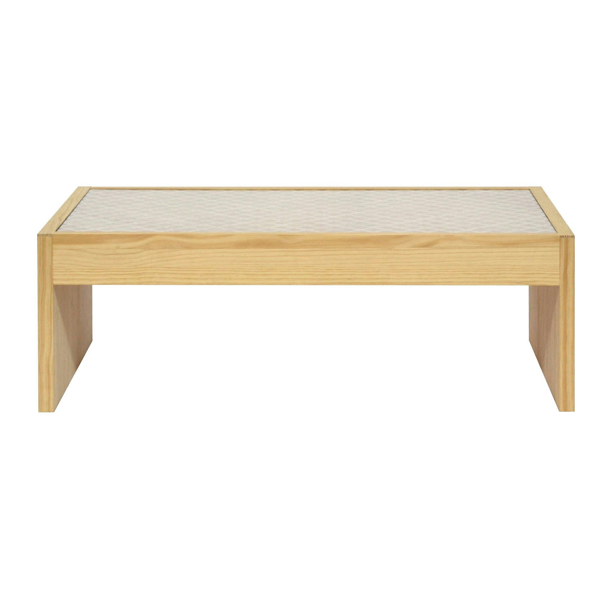 VEDELLA - Table basse en bois massif naturel avec verre - 98 cm