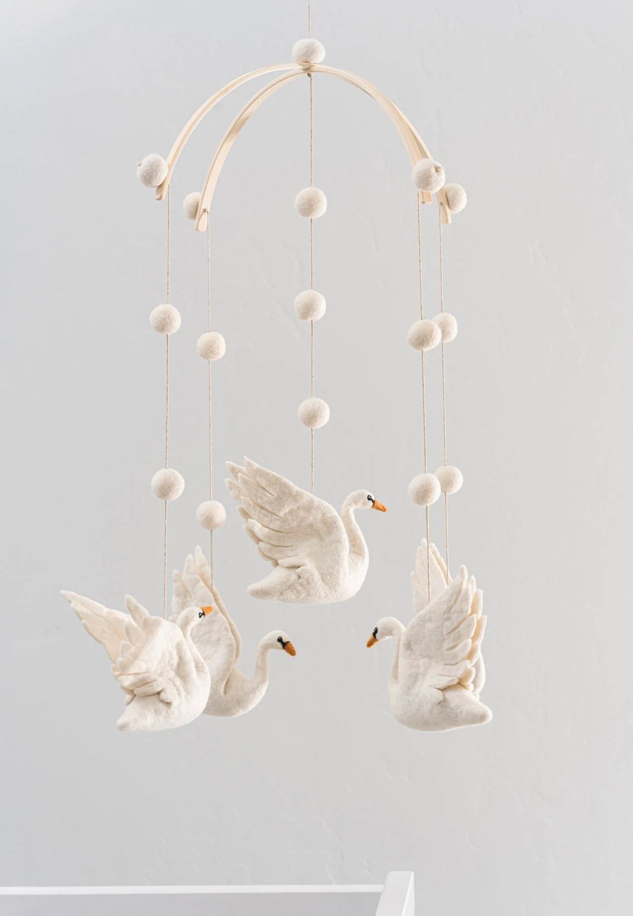 Swan Baby Mobile-Handmade Wool Felt -Scandinavian Nursery Decor