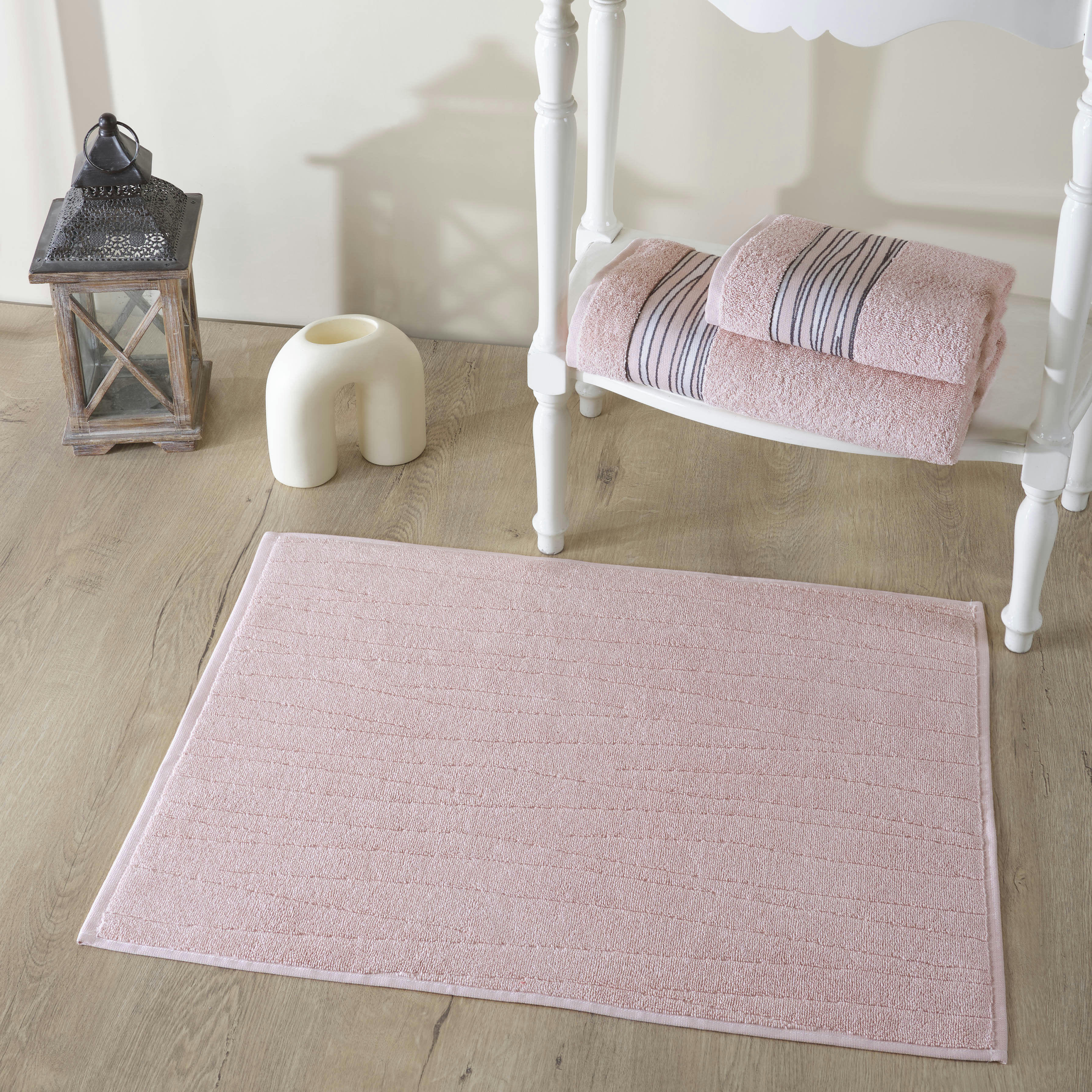 PURE - Set de bain éponge 3 pc Serviette 50x90 +70x140 cm , tapis de bain