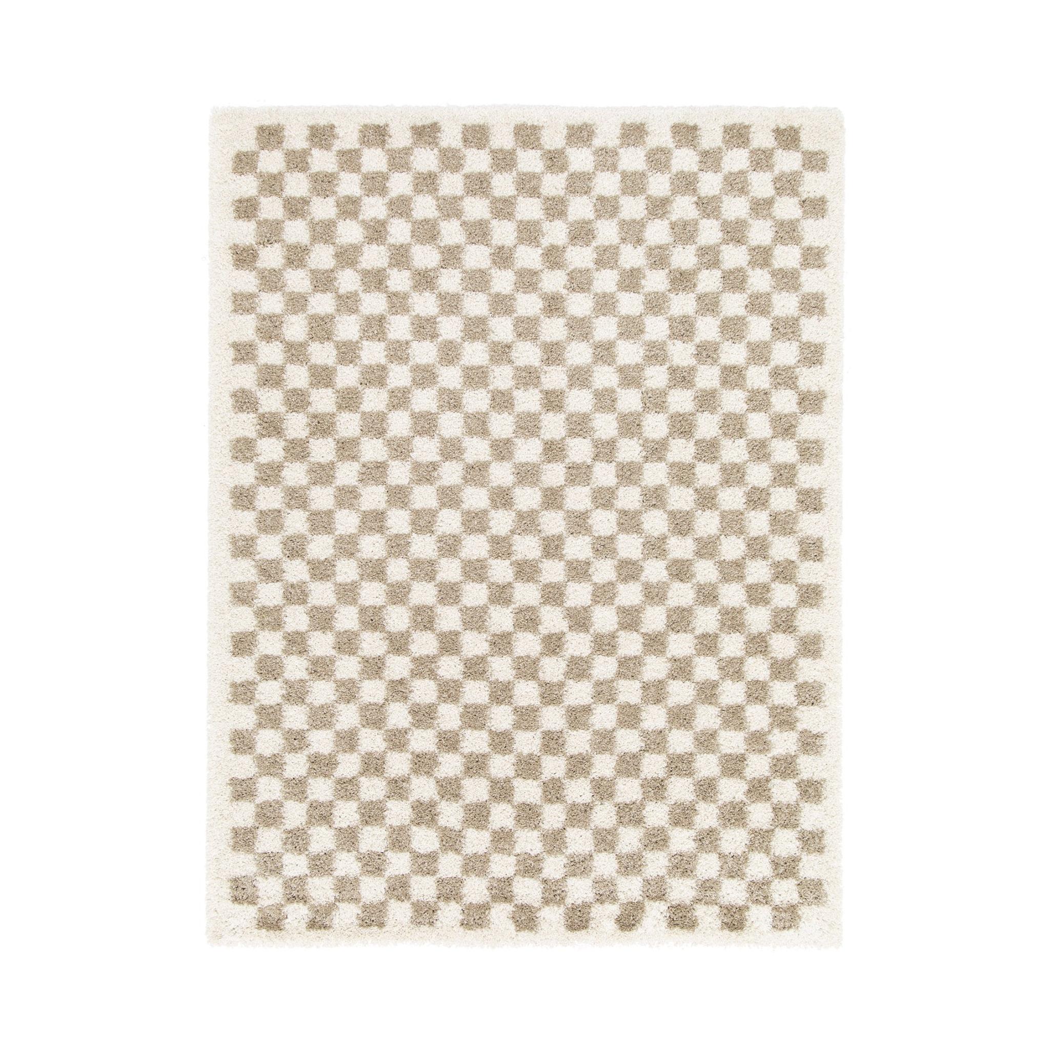 AFK Living vloerkleed Checkers - shaggy - beige - 160 x 213 cm