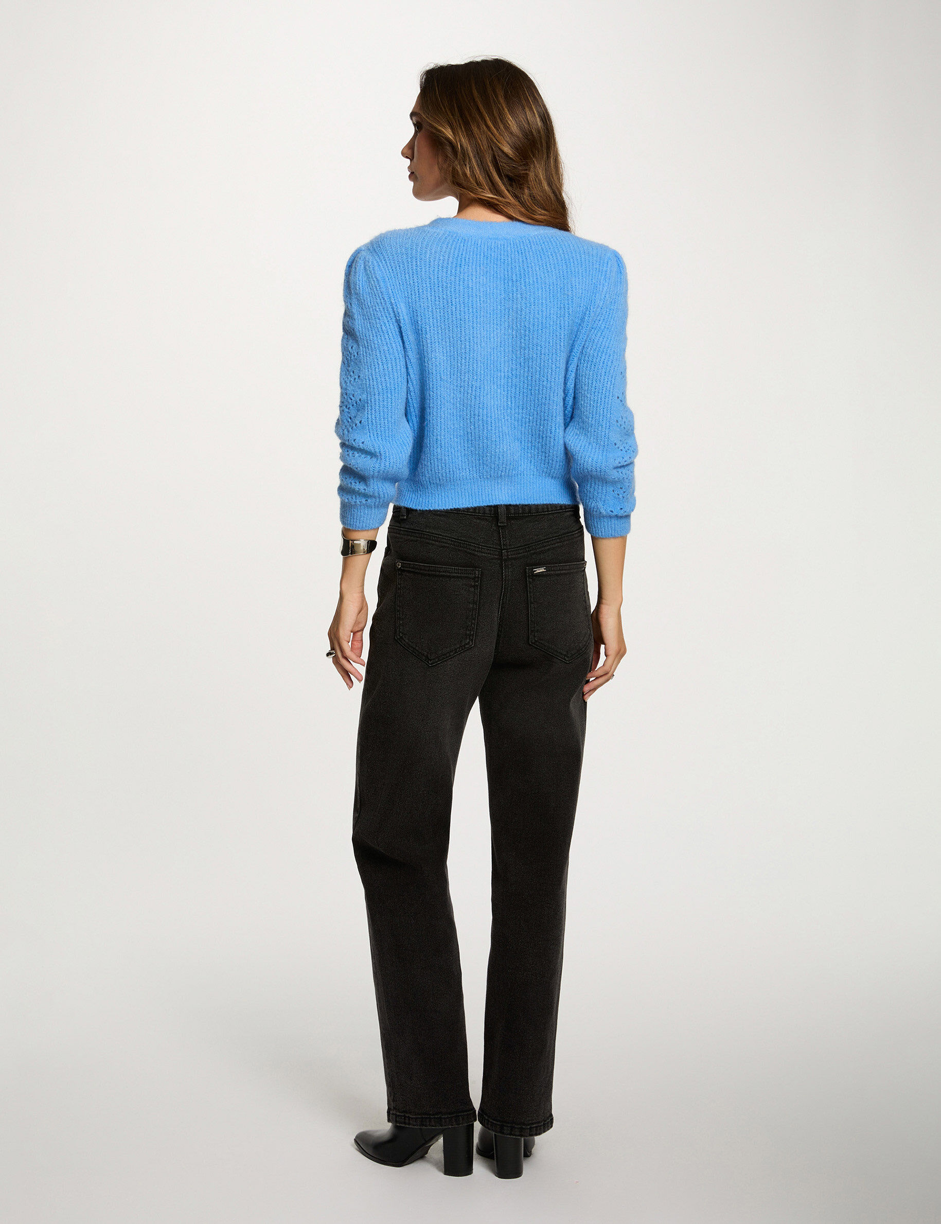Fitted Cardigan With V-Neck Blue Women