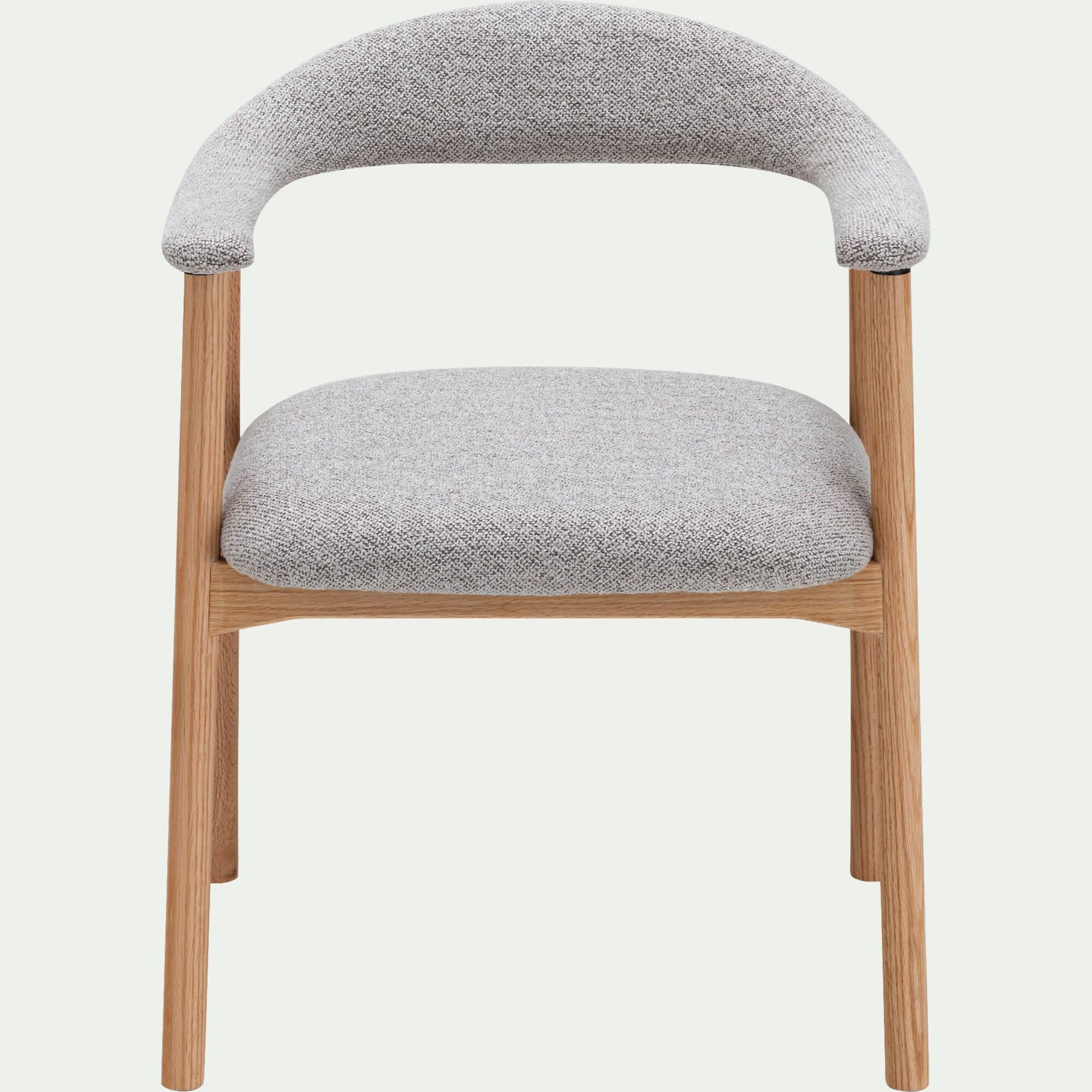 ADDI - Chaise de repas avec accoudoirs en bois et tissu - gris