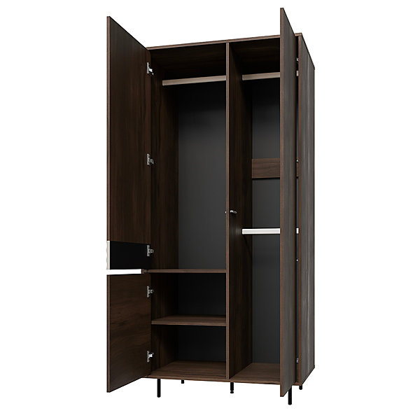 Armoire 3 portes Astra Bois fonce et Cachemire