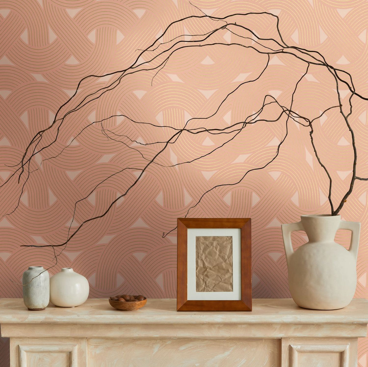 Livingwalls behang art deco motief oranje en roest bruin - 53 cm x 10.05 m - AS-391752