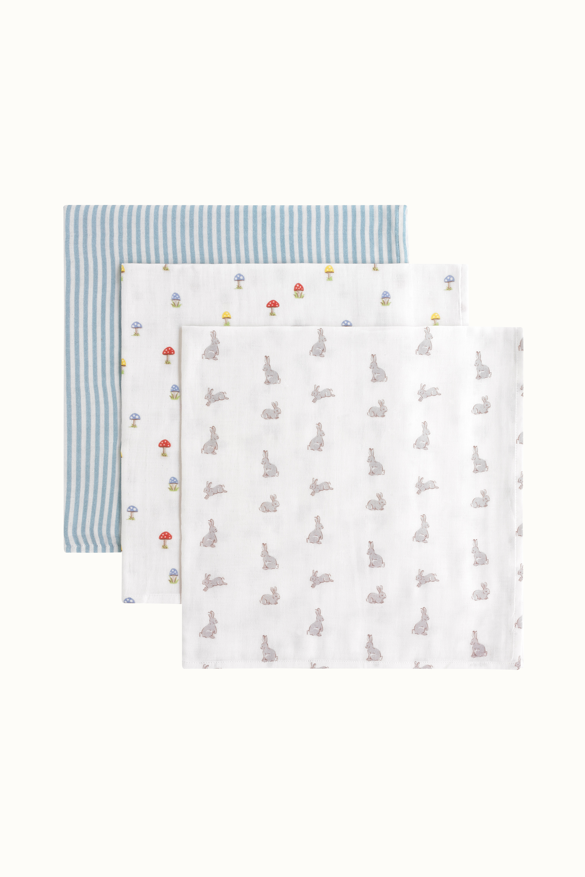 Garden Bunnies Set of 3 Muslin Cloths