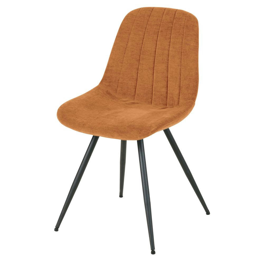 Keira - Chaise en velours caramel et métal noir