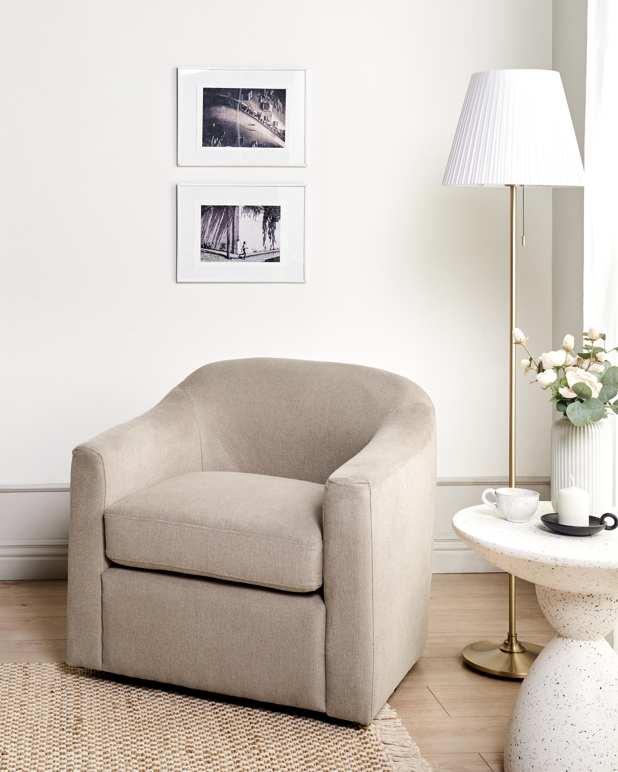 Swivel Armchair MAGNOR Fabric Taupe