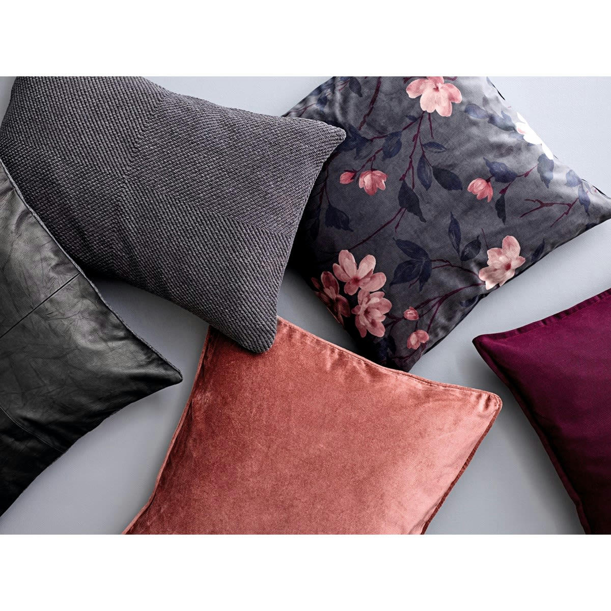 LODGE LEATHER - Coussin bi matÃ¨re en Cuir Noir