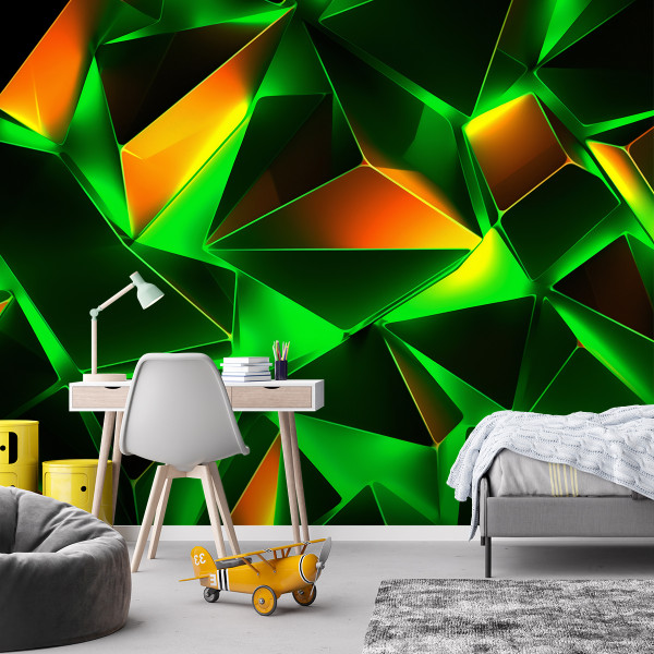 Feeby Fototapeta, Zielona abstrakcja geometryczna 3D 150x105