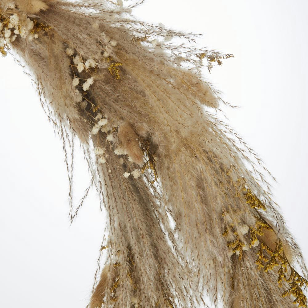 FLORA - Déco murale couronne de fleurs séchées beiges D90