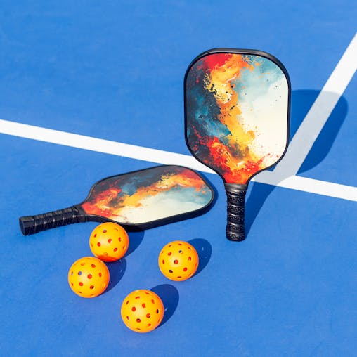 Pickleball Set with 4 Fiberglass Paddles, 6 Balls, Net, and Carry Bag