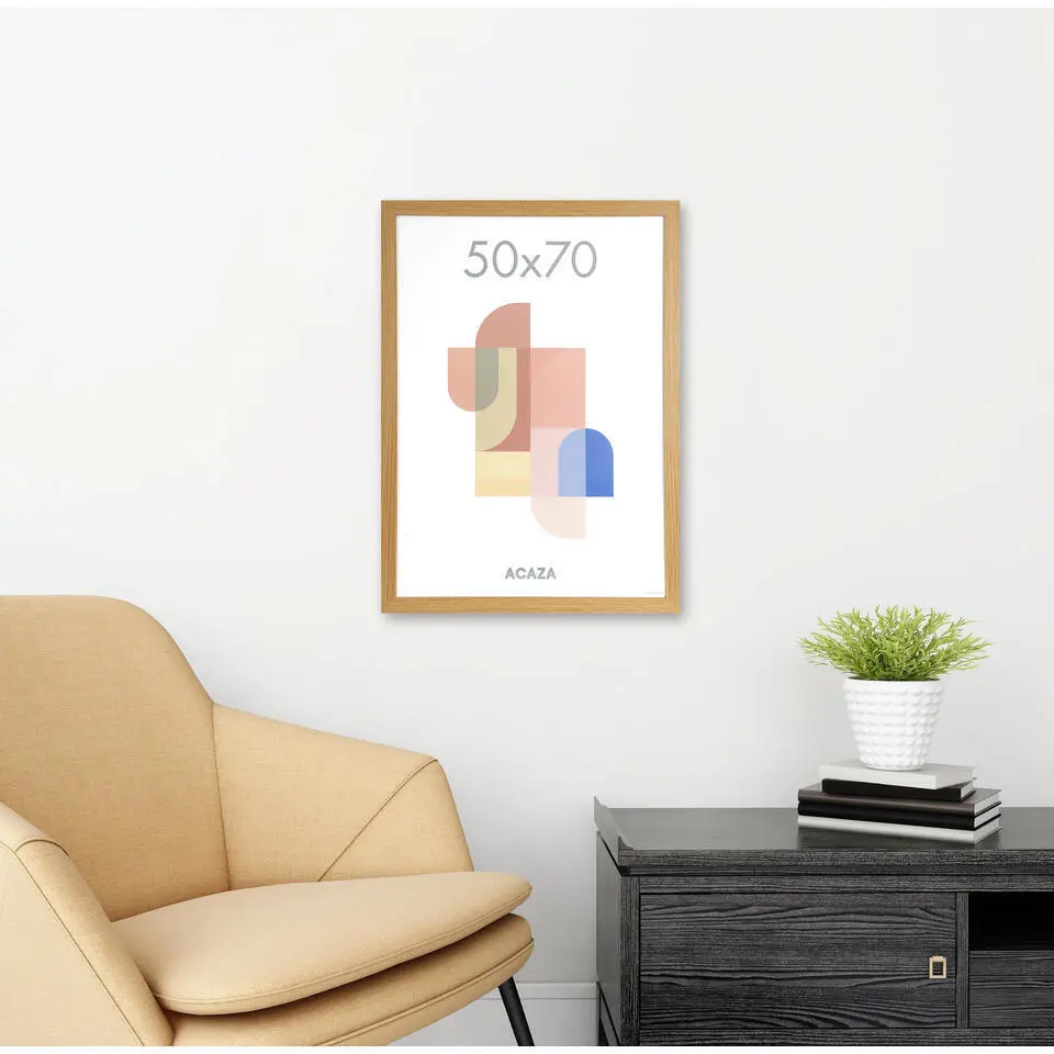 ACAZA Fotokader - Fotolijst - 50x70 cm - MDF hout & plexiglas - Warme Eik kleur