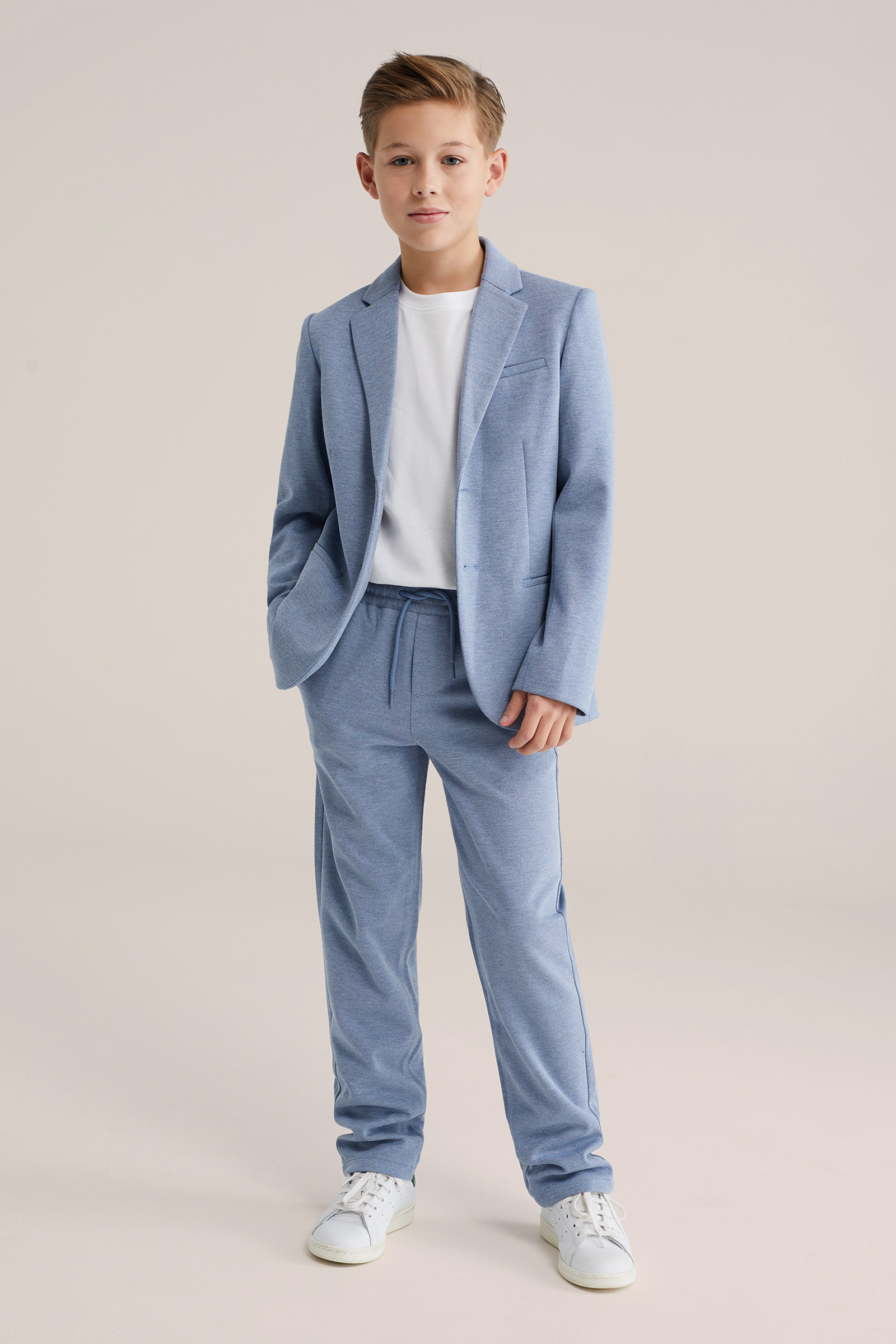Jongens regular fit blazer met stretch