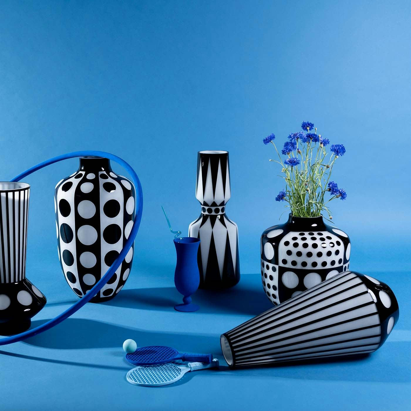 BRILLAR - Vase en verre noir et blanc H44