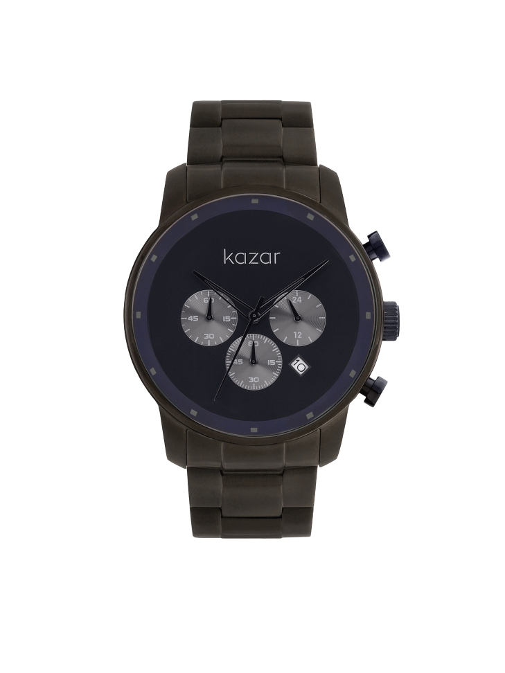 Watch on a bracelet with a navy blue dial