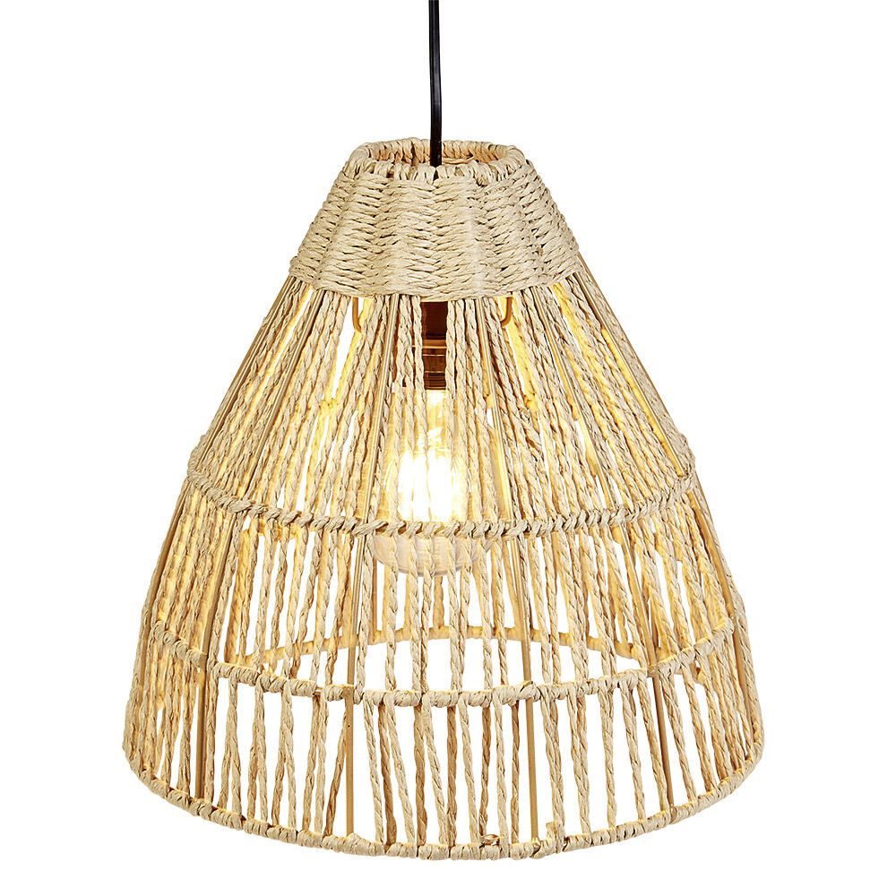 Suspension avec abat jour en cordage imitation jute naturel