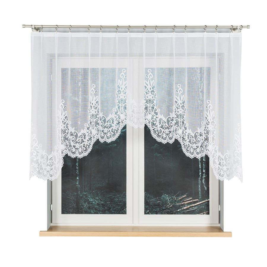 BERENIKA Firanka żakardowa gotowa 250x120cm, kolor biały