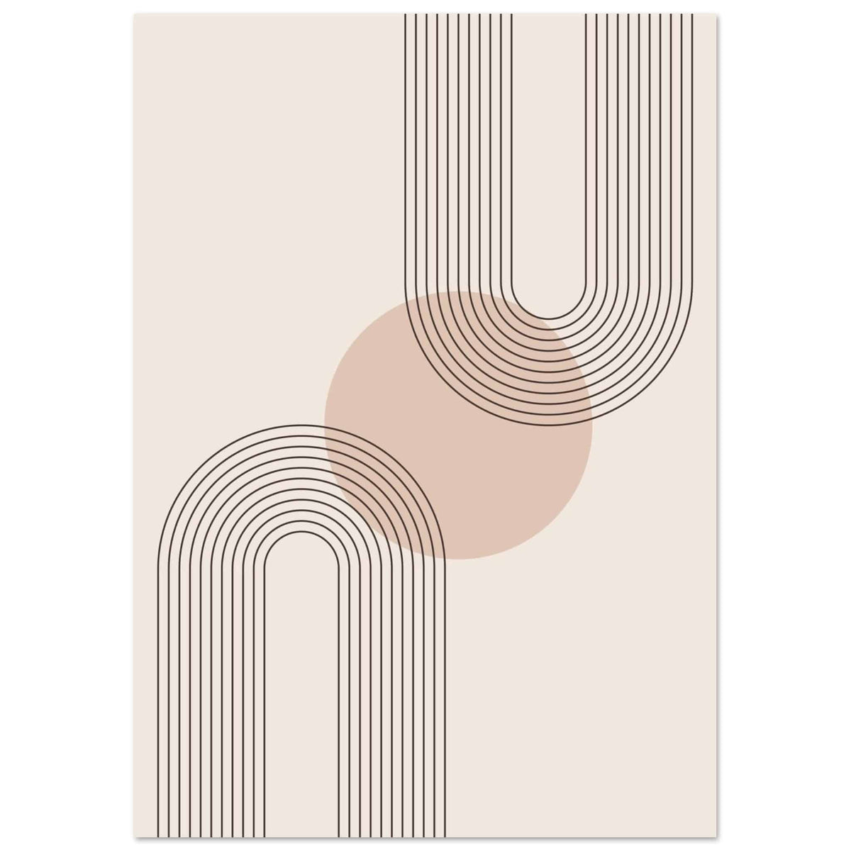 Artfulprints Poster Boho – Neutral curves  - A4 21x29.7 cm - Grijs