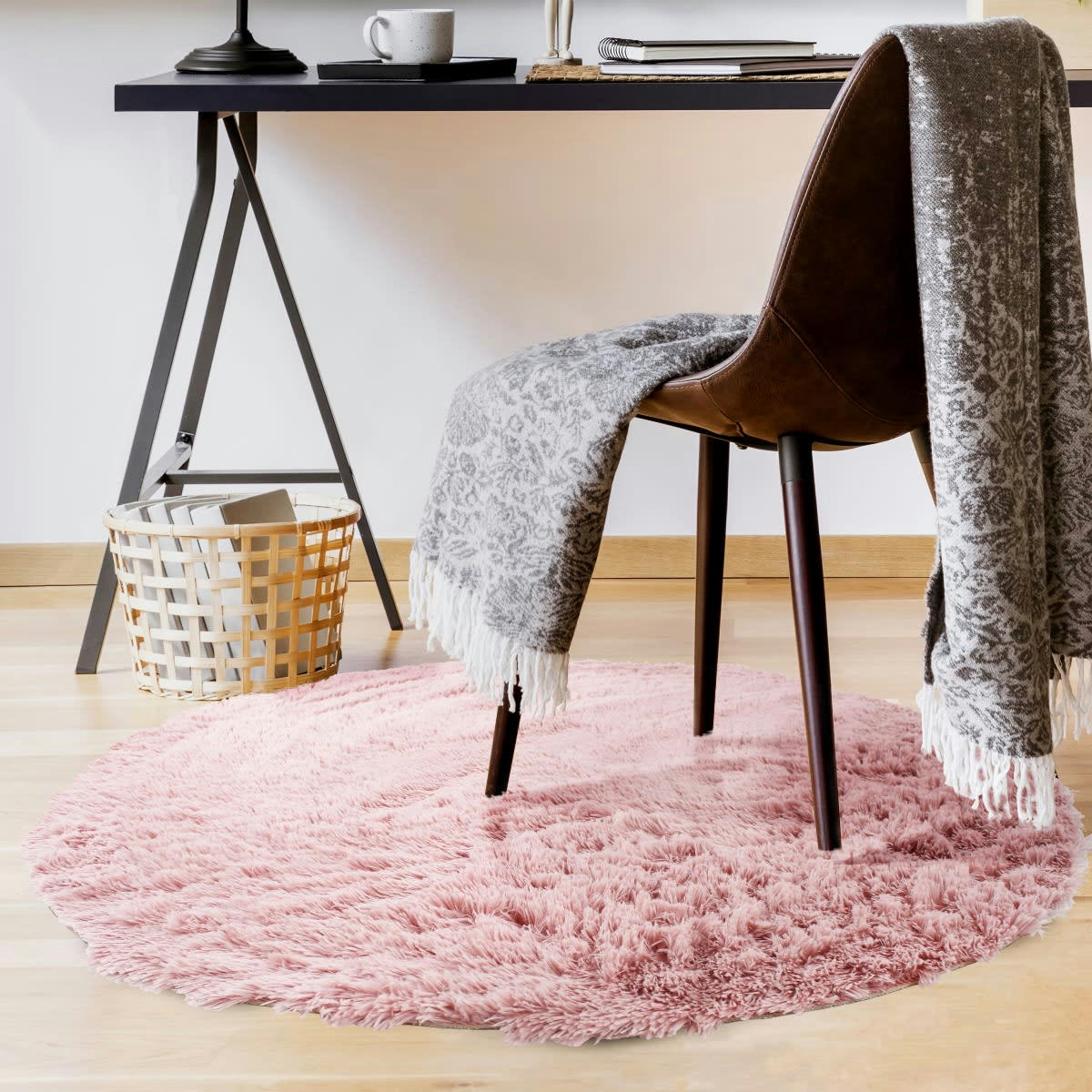 NEO - Tapis lavable à base fine et souple extra doux rose diam.70