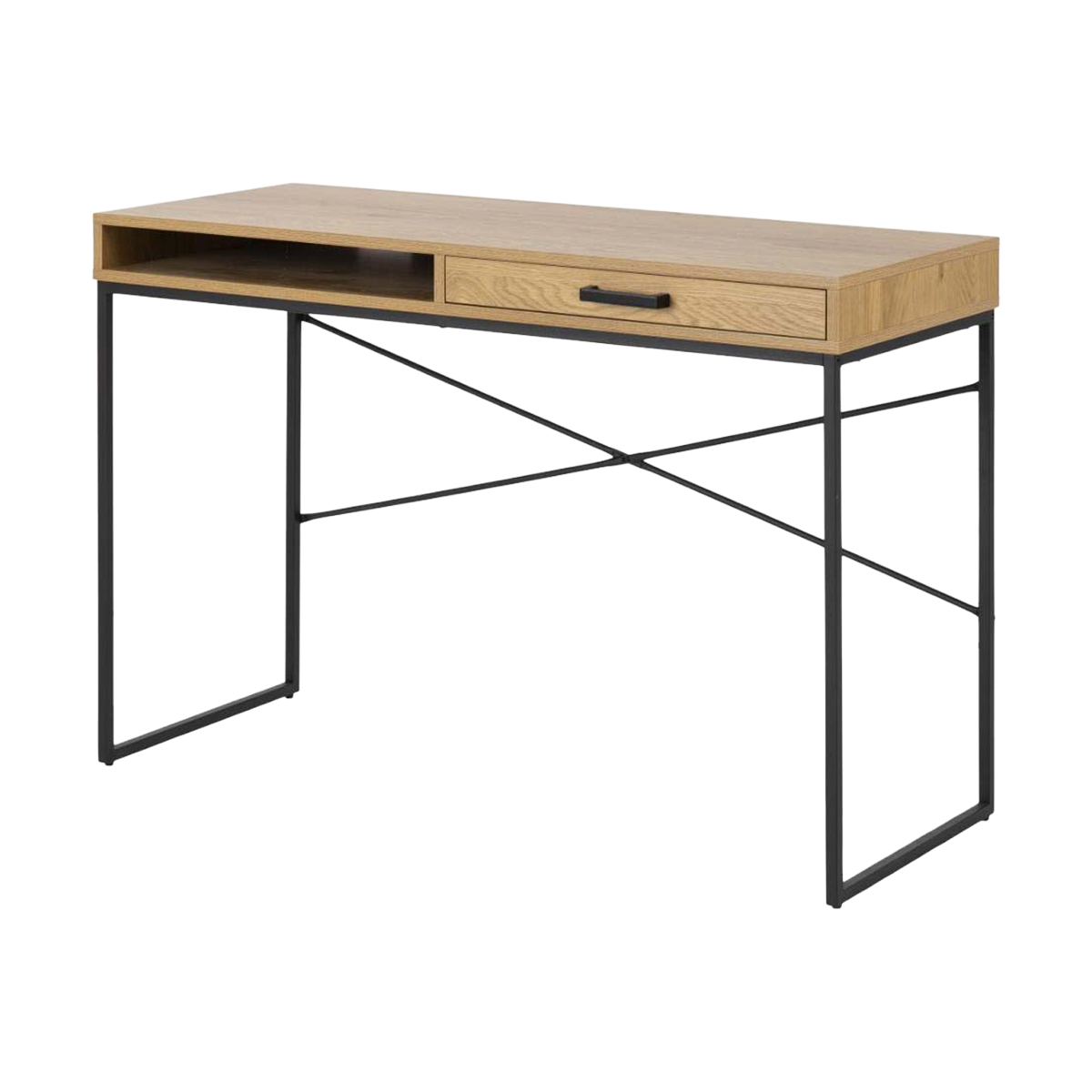 Lisomme Vic houten bureau naturel - met opbergvak - 110 x 45 cm