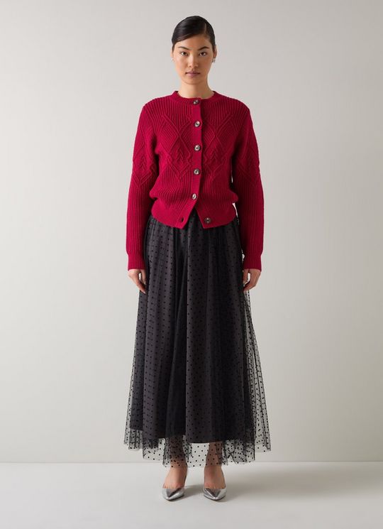 Orla Rio Red Diamond Pointelle Cardigan