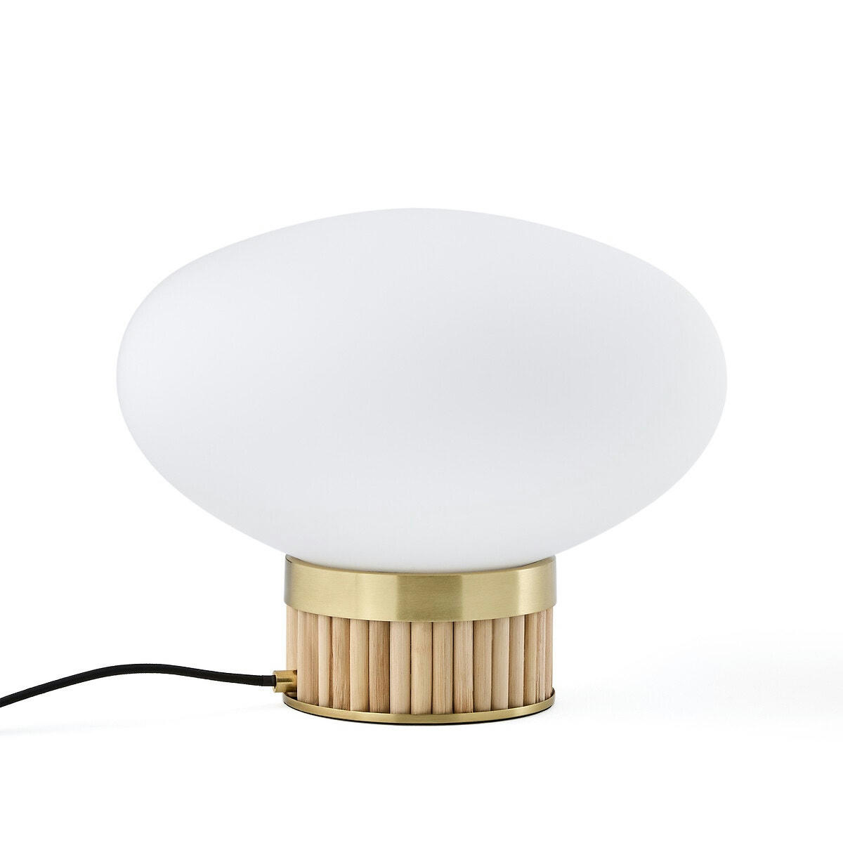 Lampe laiton, bambou et verre opaline, Dolce
