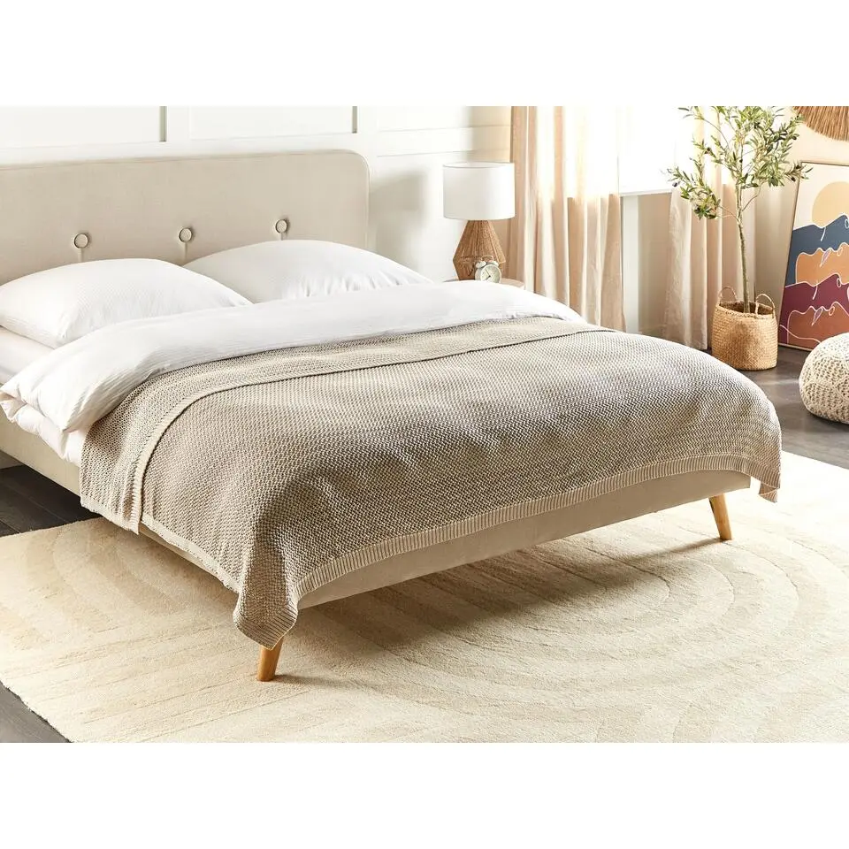 ILEN - Bedsprei - Lichtbeige - 150 x 200 cm - Katoen