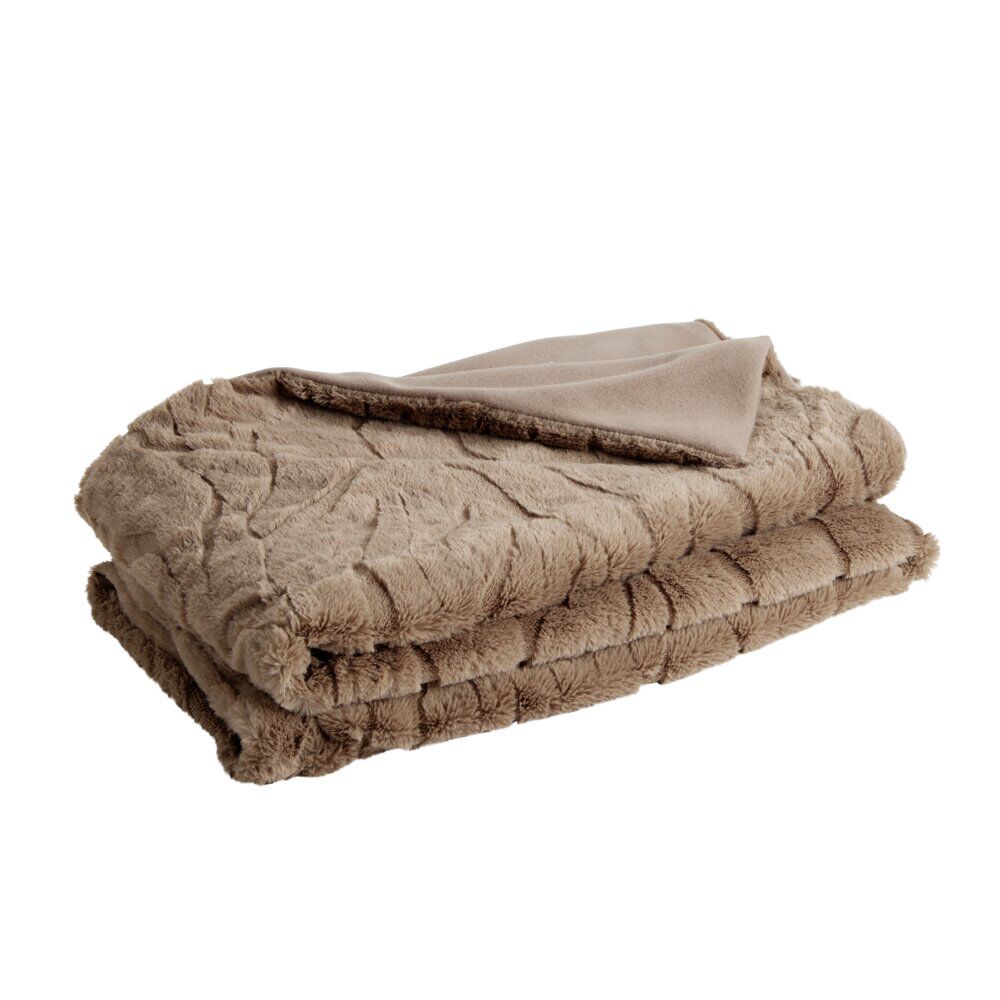 Plaid 130x160cm jacquard taupe ou beige (2 modèles)