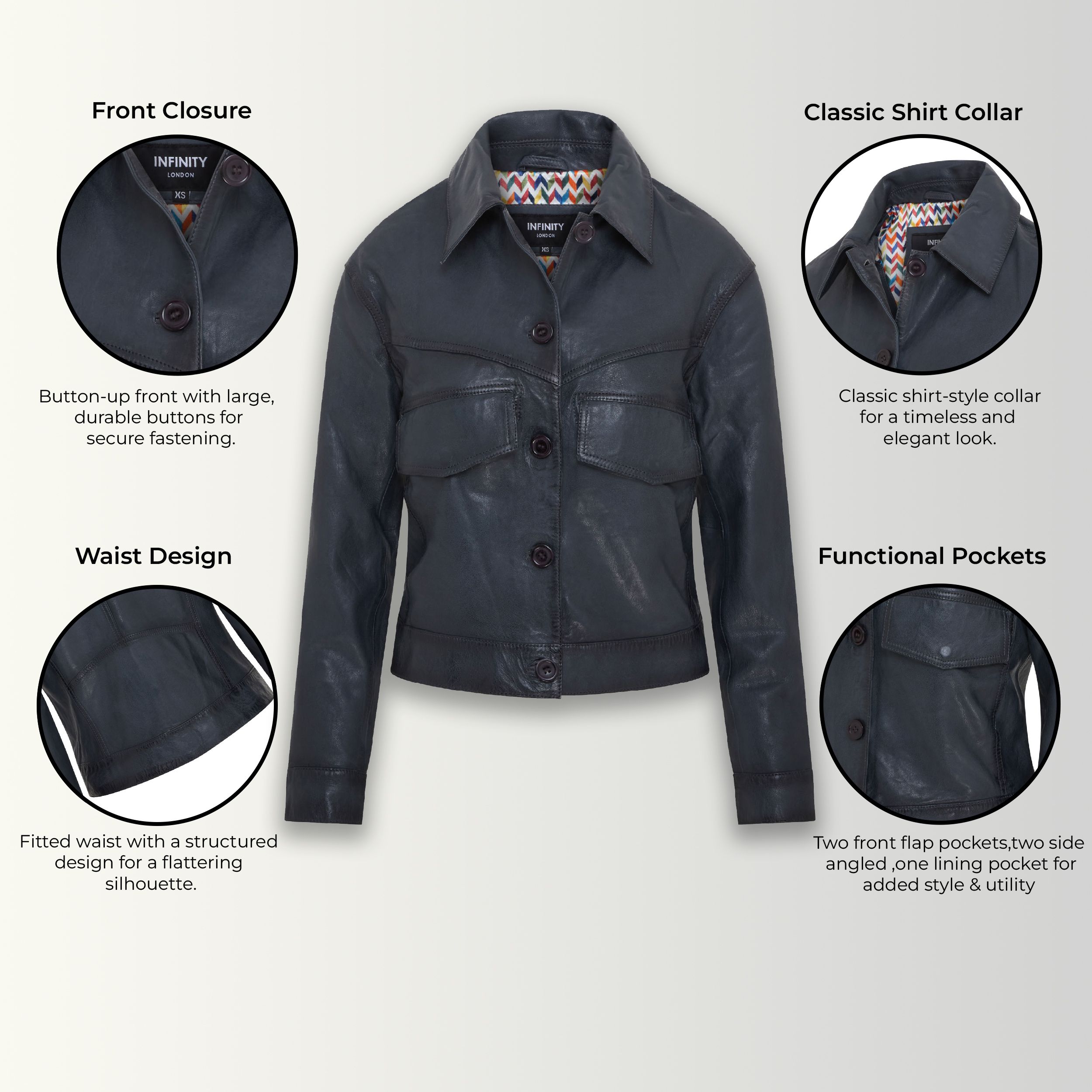 Infinity Leather Retro Biker Leather Jacket - Kopervik