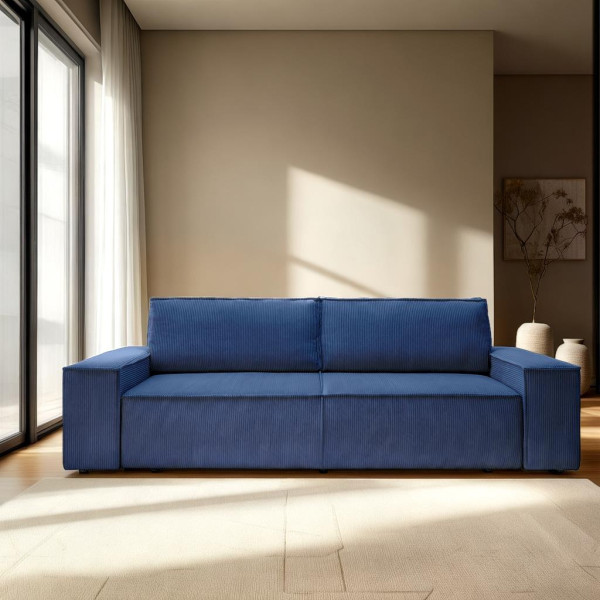Sofa Molde sztruks granatowy Poso z funkcją spania schowek