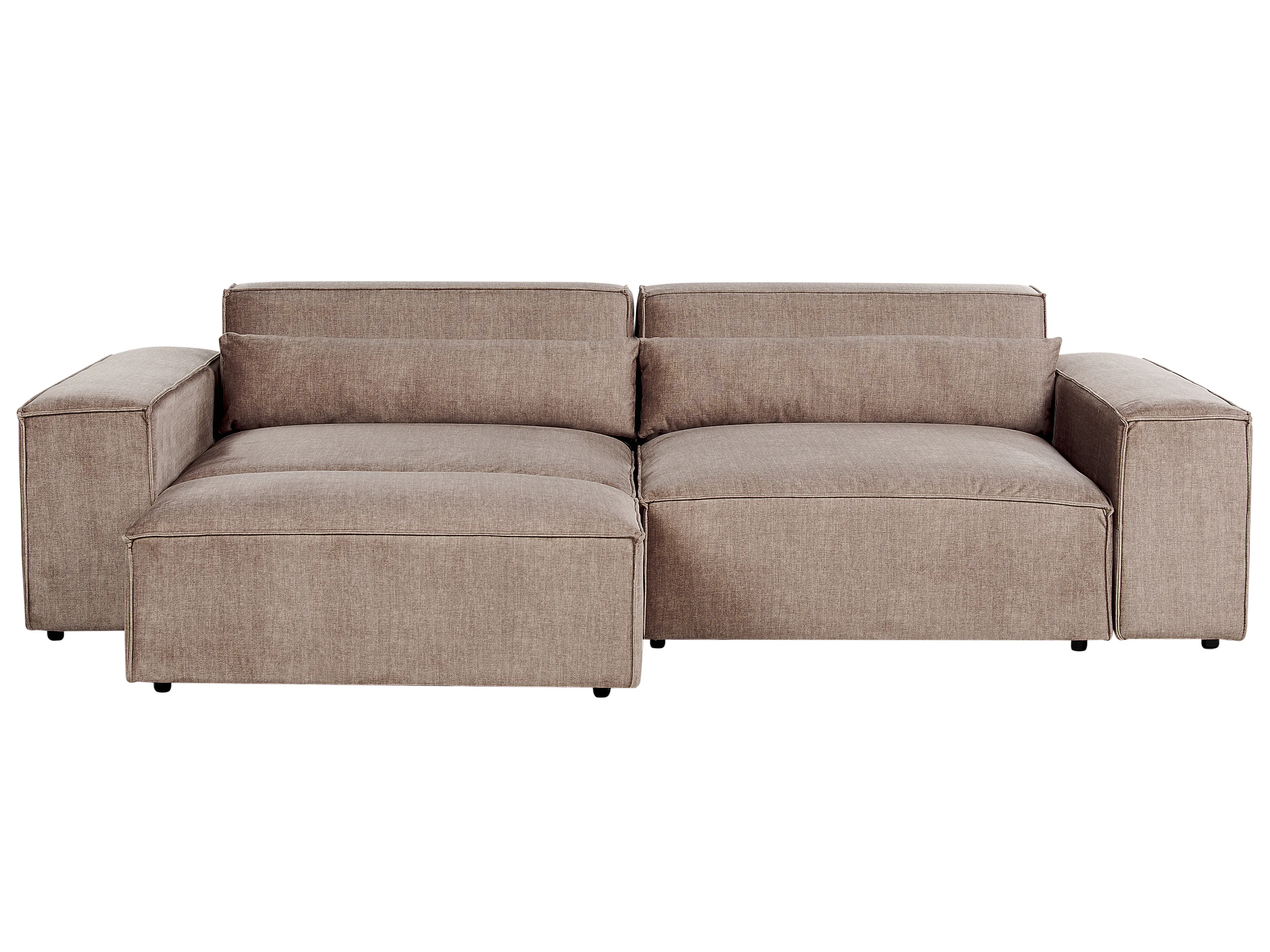 Modular Sofa 3 Seater HELLNAR Fabric Light Brown with Ottoman